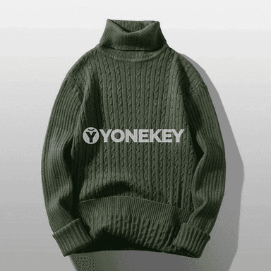 Erkekler üçin gyş ýyly turtleneck switer, slim fit, uzyn ýeňli