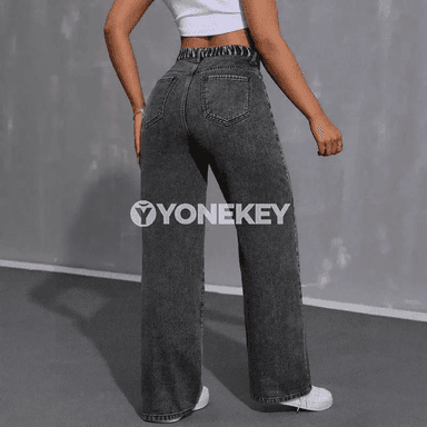 Aýal-gyzlar üçin rahat slim fit denim jalbarlar, uly ölçegler
