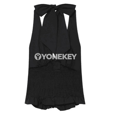 Zenanlar üçin zolakly halter boýun top, ýaz-tomus, slim fit