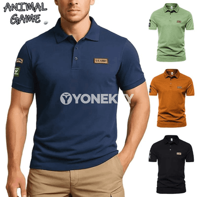 Erkekler üçin ýeňil dem alýan polo futbolka, ýaz-ýaz pasly