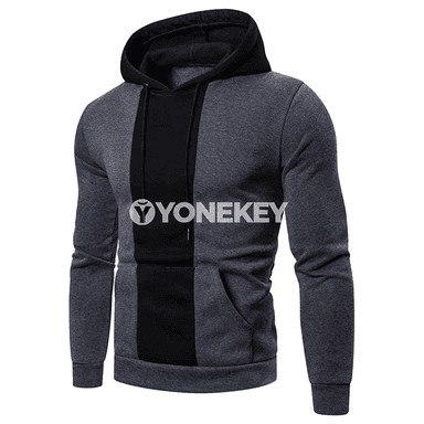 Erkekler üçin patchwork hoodi, ýyly sport stilindäki giň model