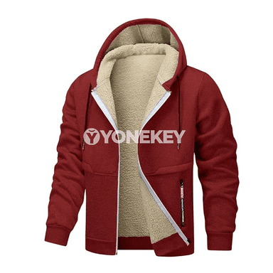 Erkekler üçin ýyly kapüşonly fleece kurtka