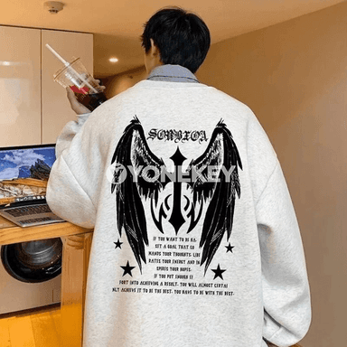 Erkekleriň giň kesimli uzyn ýeňli sweatshirti, ýelek şekilli çaply, M-8XL