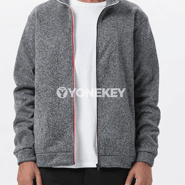 Erkekler üçin ýyly fleece stend yakaly zipli kurtka