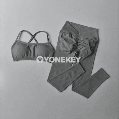 Aýallar üçin tikişsiz ýokary belli sport leggins we paddarly köýnekli toplum
