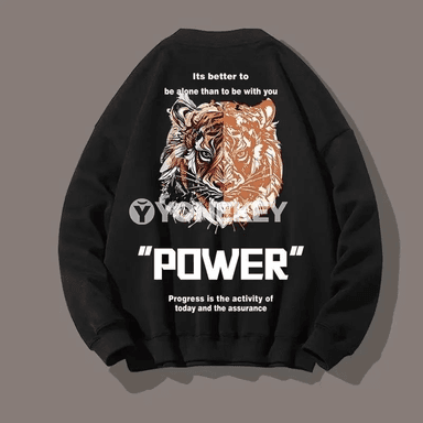 Erkekler üçin giň kesimli, ýumşak retro ýolbars çaply sweatshirtdi
