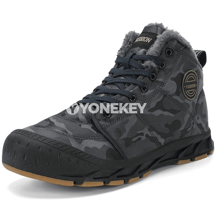 Erkekler üçin gyş ýyly snow boots, ýokary hilli kamuflýaj aýakgaplar