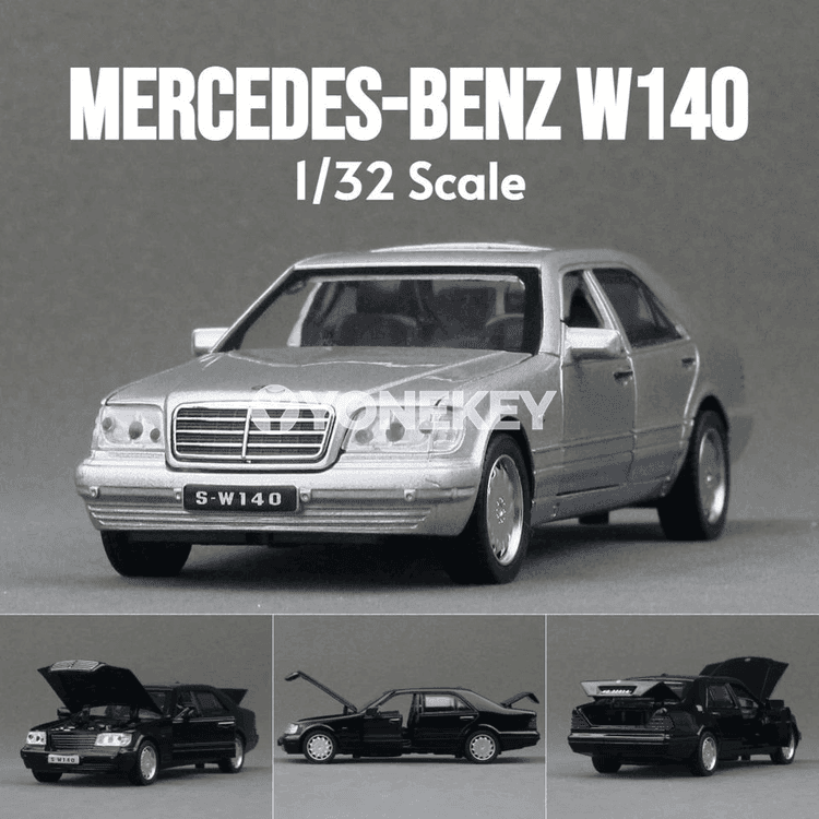 Mercedes-Benz W140 1:32 metal model maşyn, sesli we ýagtylykly