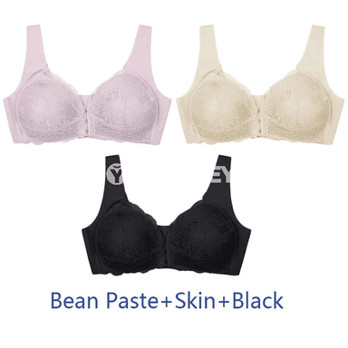 Aýallar üçin öňden açylýan dantelli bra, 3PCS, uly ululyklar üçin rahat