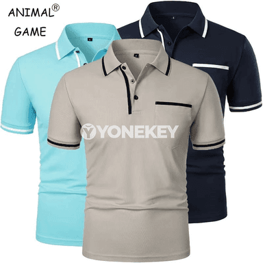 Erkekler üçin ýeňil, dem alýan gysga ýeňli polo futbolka, jübili