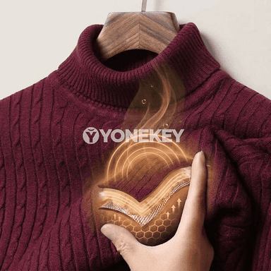 Erkekler üçin ýyly köýnek boýunlykly, gyşlyk örülen triko
