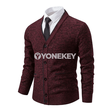 Erkekler üçin V boýunly trikotaž kardigan, güýz-gyş switer jaket