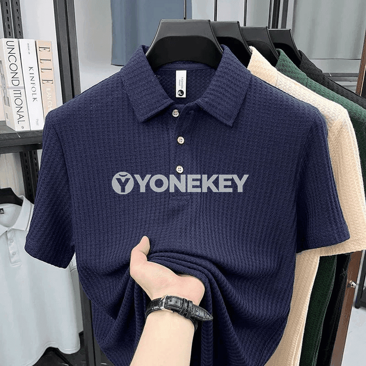 Erkekler üçin ýüngil, dem alýan polo futbolka, tomuslyk gündelik köýnek