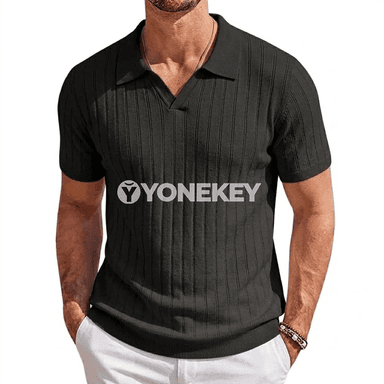 Erkekler üçin ýeňil tomus futbolka, zolakly V boýun henley stil