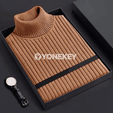 Erkekler üçin ýyly balakly boýunly örme sviter