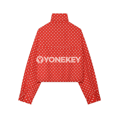 Zenanlar üçin ýeňil düwmejikli, ýokary ýakaly nokatly jaket