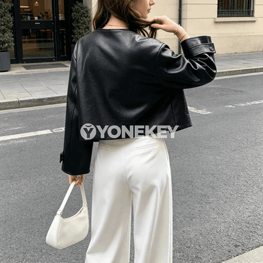 Zenanlar üçin güýz-ýaz oversize gara jaket