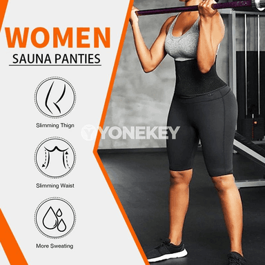 Beli şekillendiriji sauna şortlar, ýokary boýun, sport üçin