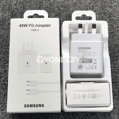 Samsung Galaxy üçin 45W UK çalt zarýad beriji adapter, Type-C kabel bilen