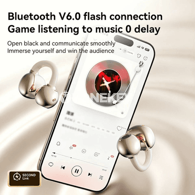 Mat reňkli Bluetooth simsiz klip nauşnikleri, sport üçin mikrofonly