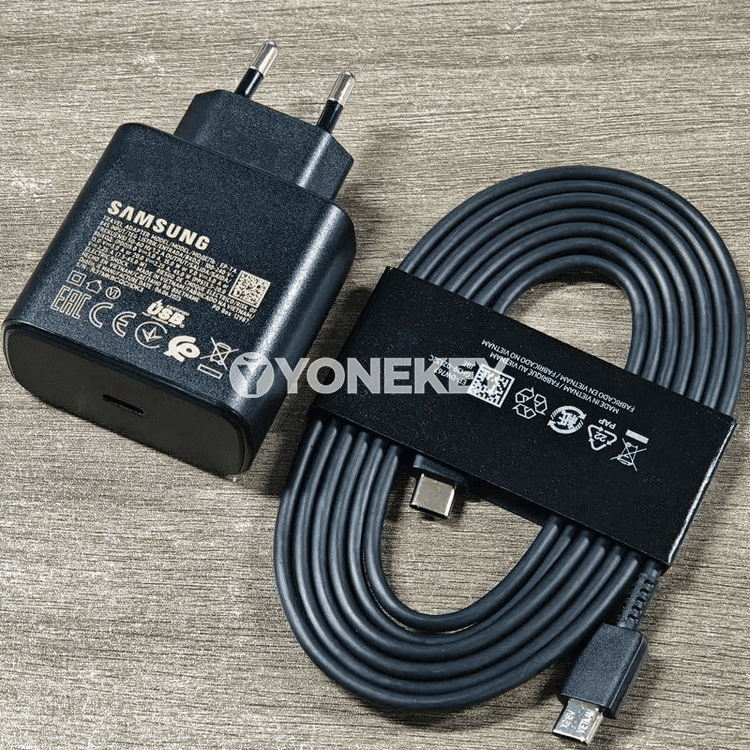 Samsung Galaxy üçin 45W USB-C çalt zarýad beriji adapter, kabel bilen