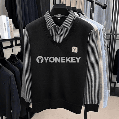 Erkekler üçin iki gat görnüşli ýyly uzyn ýeňli polo futbolka