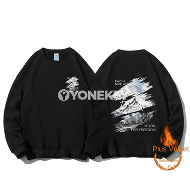 Erkekler üçin agyr pagta sweatshirt, ýaz-güýz üçin giň kesimli