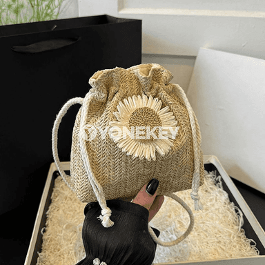 Aýal-gyzlar üçin örülen hasyr sumka, tomus üçin ýeňil bucket