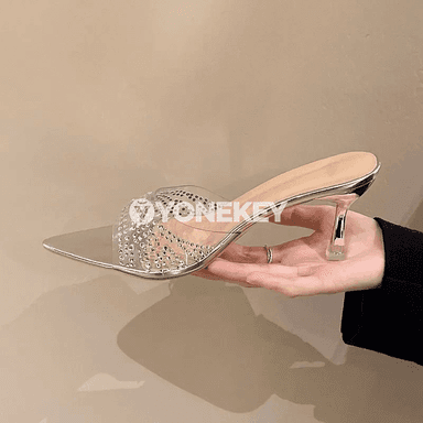 Zenanlar üçin ýokary ökjeli bezegli şypbyklar, açyk PVC model