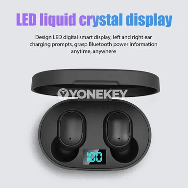 E6S TWS Simsiz Bluetooth Gulaklyklar, Mikrofonly, Ak/Gara