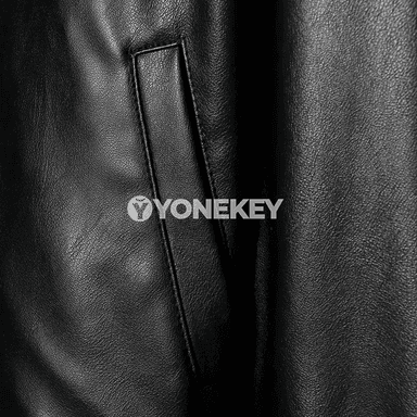Aýal-gyzlar üçin gara deri jaket, giň boýunly, uzyn ýeňli