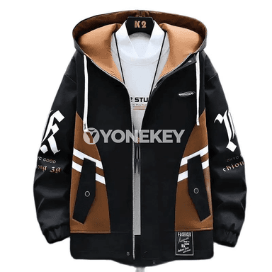 Erkekler üçin kapýuşonly ýeňil jacket — güýz ýaz, nagyşly, ululykly