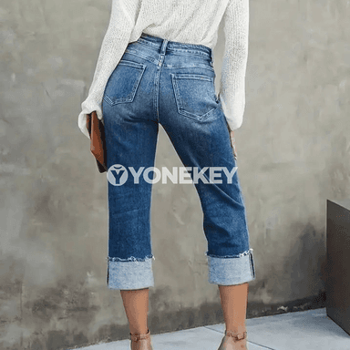 Zenanlar üçin retro denim kapri balak — gündelik rahat stil