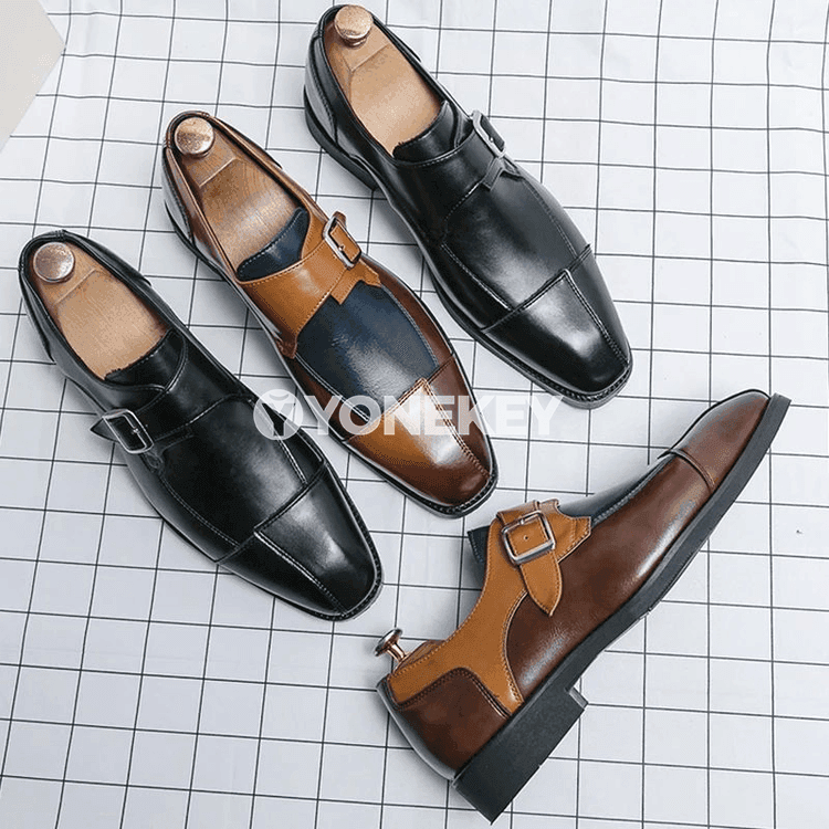 Erkekler üçin klassik ofis köwüşleri, PU deri, loafers
