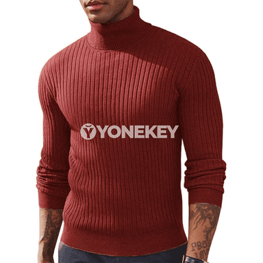 Erkekler üçin inçe ýyly turtlenek trikotaž switer