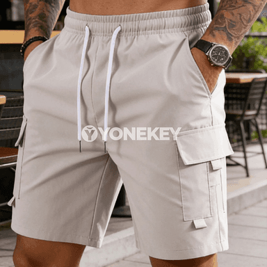 Erkekler üçin cargo şortik, köp jübili tomuslaýyn rahat model