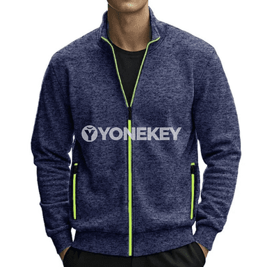 Erkekler üçin ýakaly ýeňil fermuarly jaket, gündelik şäher stili