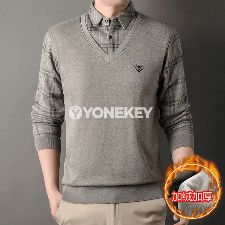 Erkekler üçin ýyly iki gatly ýyly switer köýnek, fleece, ýazlyk-güýzlik