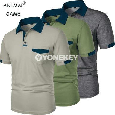 Erkekler üçin ýeňil polo futbolka, jübili, dem alýan, gysga ýeňli