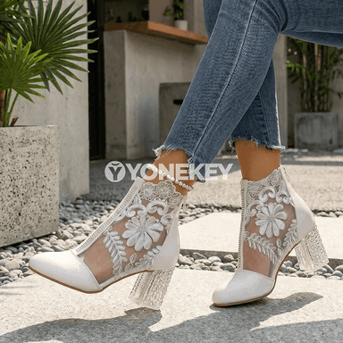 Zenanlar üçin mesh ökjeli aýakgaplar, zipperli döwrebap booties