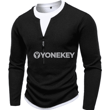 Erkekler üçin slim fit iki gatlakly ýarym zippersiz uzyn ýeňli futbolka