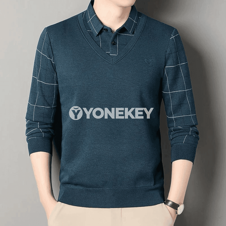 Erkekler üçin ýyly trikotaž pulower, slim fit gyş switeri