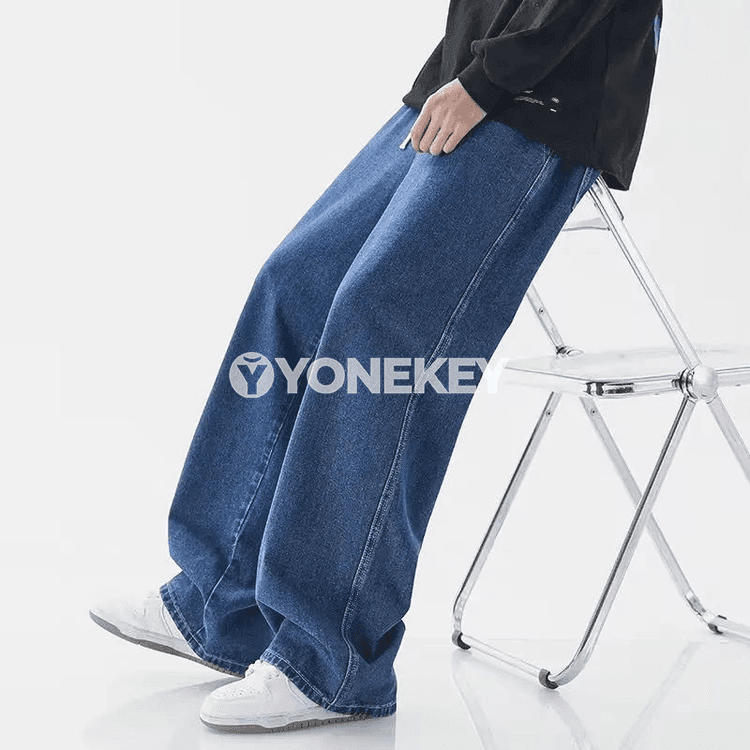 Erkekler üçin giň kesimli moda jeans, 3XL çenli