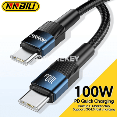 NNBILI 100W USB-C – Type-C çalt zarýad kabeli, 1 m / 2 m