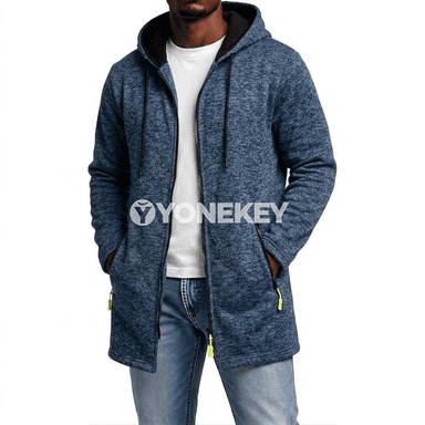 Erkekler üçin fermuarly kapýuşonly ýyly hoodie, fleece