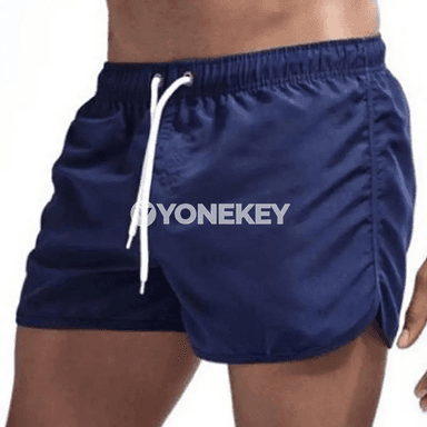 Erkekler üçin ýeňil plýaž şortiklary, ýüzgüç üçin rahat model