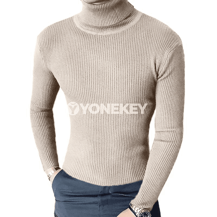 Erkekler üçin turtlenek ýeňli trikotaž sviter, rahat we ýyly