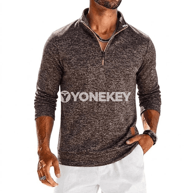 Erkekler üçin kwartal zipli ýeňil sweatshirt, uzyn ýeňli gündelik köýnek