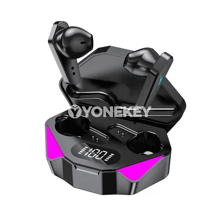 X15 TWS simsiz Bluetooth nauşnikler, mikrofonly, pes gijikme, sport üçin