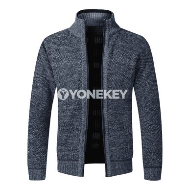 Erkekler üçin ýyly fleece fermuarly kardigan penjek